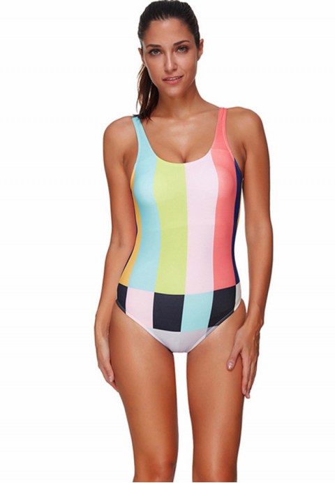 Women's Bikini Sexy Stripe Elasticity Backless One Piece Swimsuit