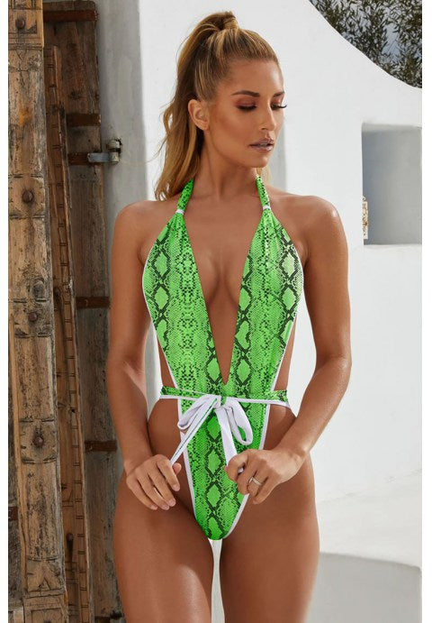 Banded Animal Print One Piece Swimsuit