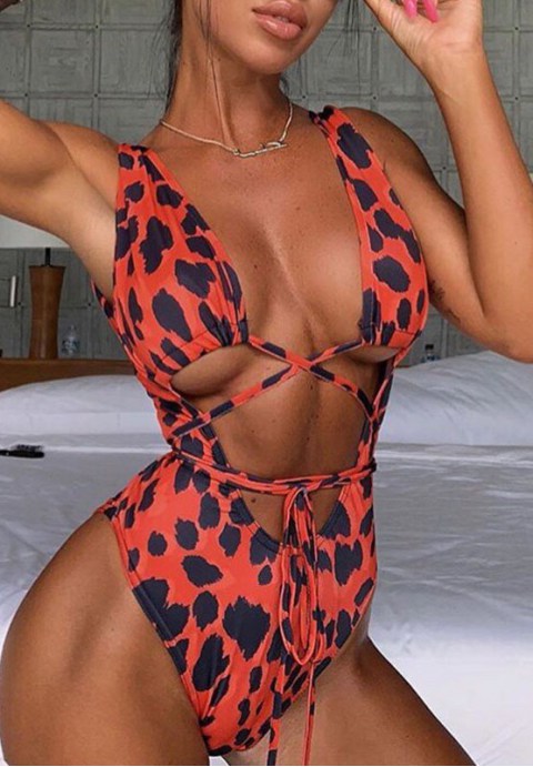 Leopard Peek-A-Boo One Piece Swimsuit
