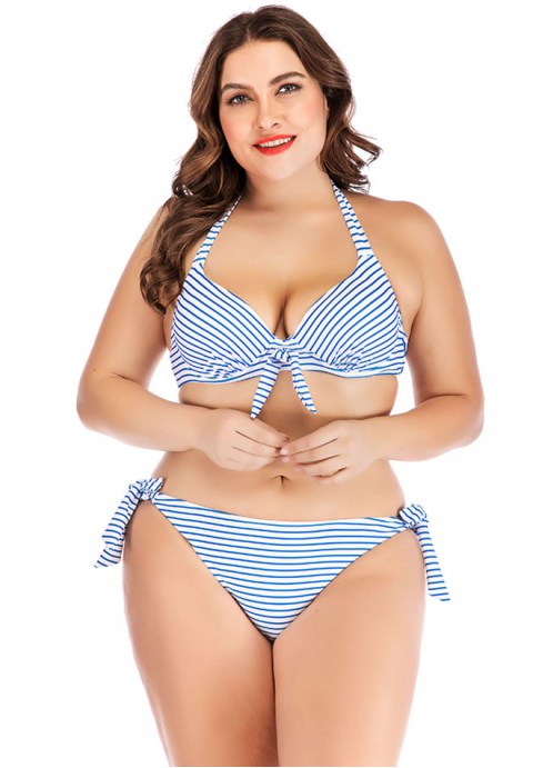 Plus Size Striped Bikini Set